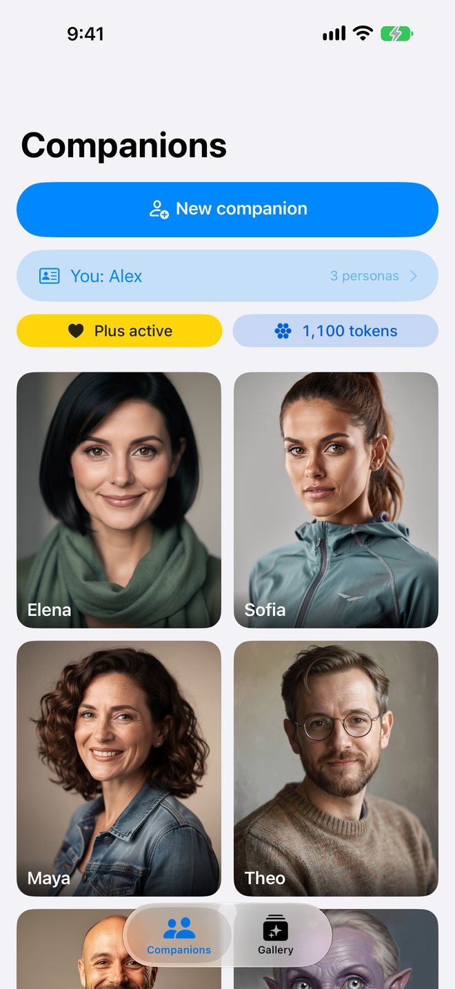 Companions screen